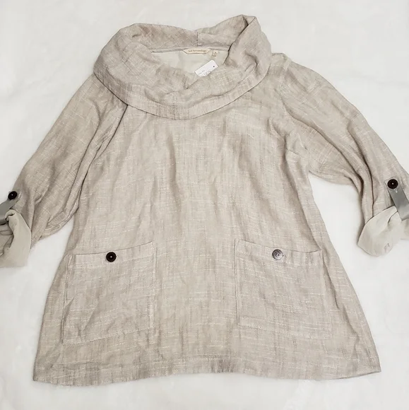 NWT Soft Surroundings Linen Blend cowl neck tunic Top XL - Picture 1 of 9